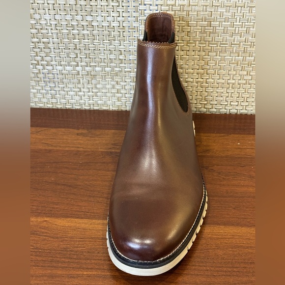 🌟2xHP🌟Cole Haan Zerogrand Waterproof Chelsea Boots Brown Bourbon Leather C30164 - Picture 5 of 11